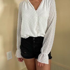 FOREVER 21 White Textured Blouse